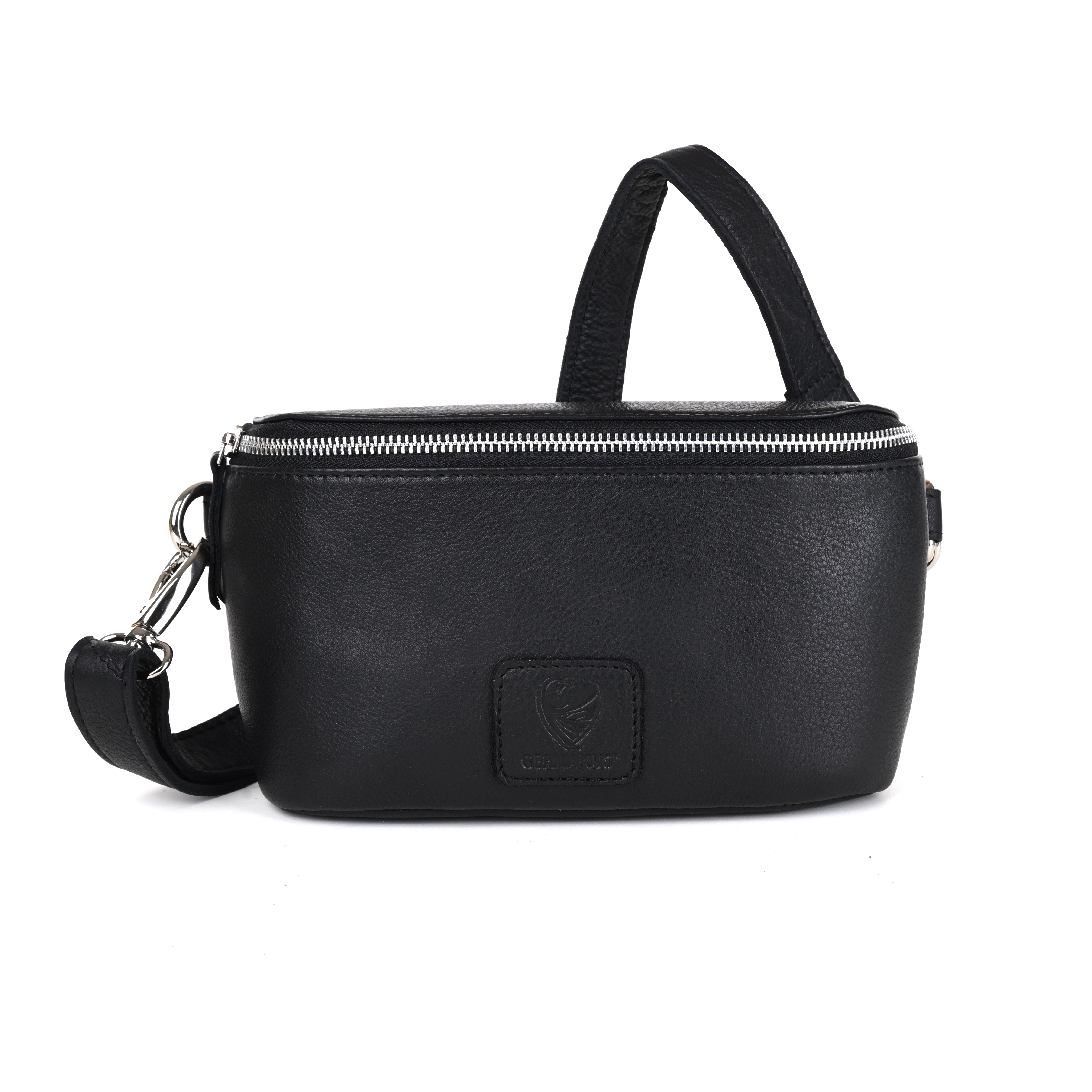 GERMANUS Gürteltasche Mika Crossbody Bag, Bum Bag, Bauchtasche, Umhängetasche, Tasche Leder Schwarz